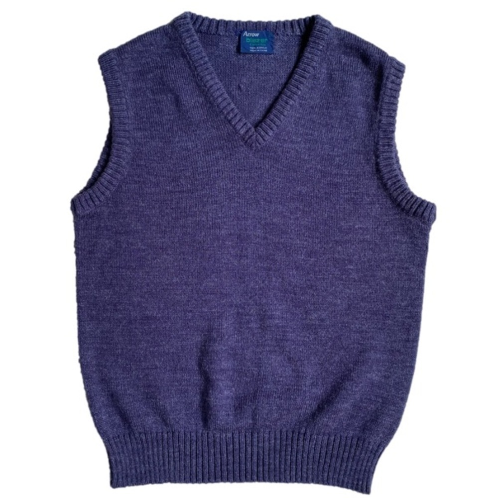 ARROW Sweater Vest Blazer Collection Vintage V-Neck Sleeveless Blue Men Size L